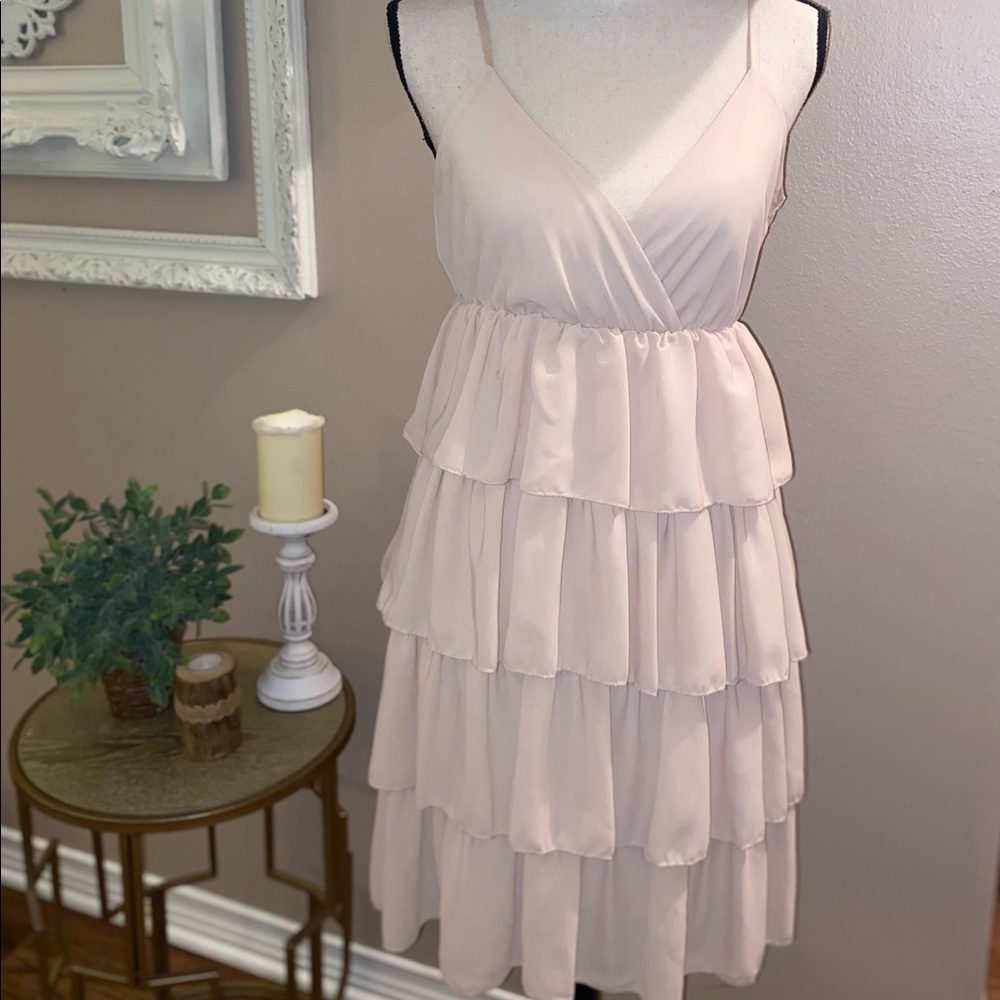 NEW COLLECTION CREAM RUFFLE DRESS